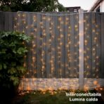 Instalatie Craciun, Tip Perdea, 1 m x 1 m, 60 LED-uri, Alb Cald, Controler, 8 jocuri de lumini, Interconectabila, Fir transparent, Interior/ Exterior, Embo - imagine 5