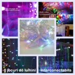 Instalatie Craciun, Tip Perdea, 1 m x 1 m, 60 LED-uri, Multicolor, Controler, 8 jocuri de lumini, Interconectabila, Fir transparent, Interior/ Exterior, Yoto - imagine 7