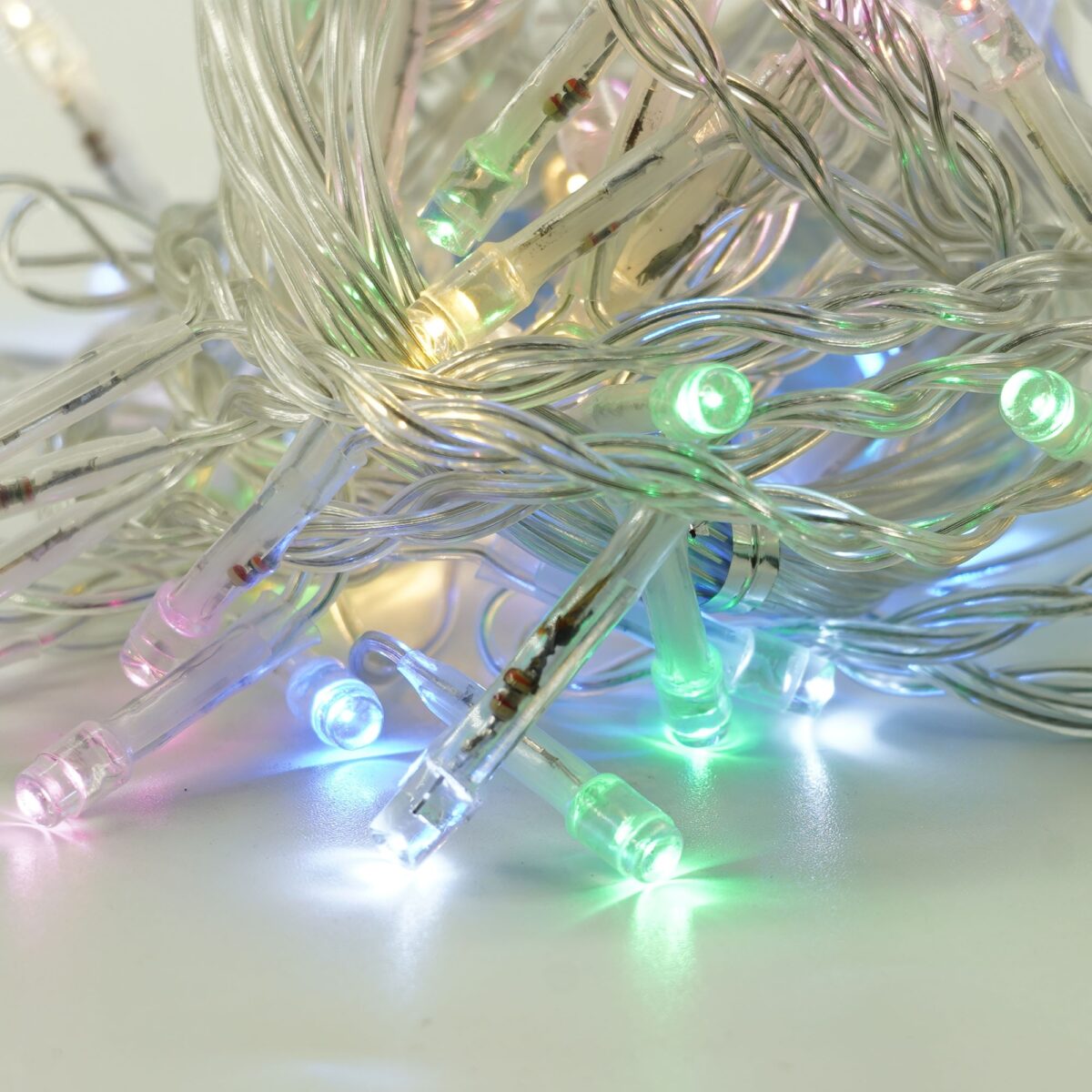 Instalatie Craciun, Tip Perdea, 1 m x 1 m, 60 LED-uri, Multicolor, Controler, 8 jocuri de lumini, Interconectabila, Fir transparent, Interior/ Exterior, Yoto - imagine 3