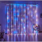 Instalatie Craciun, Tip Perdea, 1 m x 1 m, 60 LED-uri, Multicolor, Controler, 8 jocuri de lumini, Interconectabila, Fir transparent, Interior/ Exterior, Yoto - imagine 6