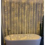 Instalatie Craciun, Tip Perdea, IP44, 10 m x 2 m, 1200 LED-uri, Alb cald, 8 jocuri de lumini, Transformator cu telecomanda, Interconectabila, Prelungitor 5 m inclus, Fir transparent, Interior/ Exterior, Embo - imagine 9