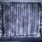 Instalatie Craciun, Tip Perdea, IP44, 10 m x 2 m, 1200 LED-uri, Alb rece, cu flash, Transformator cu telecomanda, Interconectabila, Prelungitor 5 m inclus, Fir transparent, Interior/ Exterior, Embo - imagine 2