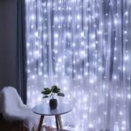 Instalatie Craciun, Tip Perdea, IP44, 10 m x 2 m, 1200 LED-uri, Alb rece, cu flash, Transformator cu telecomanda, Interconectabila, Prelungitor 5 m inclus, Fir transparent, Interior/ Exterior, Embo - imagine 8