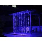 Instalatie Craciun, Tip Perdea, IP44, 10 m x 2 m, 1200 LED-uri, Albastru, cu flash, Transformator, Interconectabila, Prelungitor 5 m inclus, Fir transparent, Interior/ Exterior, Embo - imagine 3