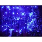 Instalatie Craciun, Tip Perdea, IP44, 12 m x 1 m, 720 LED-uri, Albastru, cu flash, Transformator, Interconectabila, Prelungitor 5 m inclus, Fir transparent, Interior/ Exterior, Embo - imagine 7