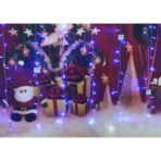 Instalatie Craciun, Tip Perdea, IP44, 14 m x 1 m, 840 LED-uri, Albastru, cu flash, Transformator cu telecomanda, Interconectabila, Prelungitor 5 m inclus, Fir transparent, Interior/ Exterior, Embo - imagine 4