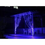 Instalatie Craciun, Tip Perdea, IP44, 2 m x 1 m, 120 LED-uri, Albastru, 8 jocuri de lumini, Transformator cu telecomanda, Interconectabila, Prelungitor 3 m inclus, Fir transparent, Interior/ Exterior, Embo - imagine 5
