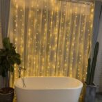 Instalatie Craciun, Tip Perdea, IP44, 4 m x 1 m, 240 LED-uri, Alb cald, cu flash, Transformator, Interconectabila, Prelungitor 5 m inclus, Fir transparent, Interior/ Exterior, Embo - imagine 8