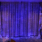 Instalatie Craciun, Tip Perdea, IP44, 4 m x 2 m, 480 LED-uri, Albastru, 8 jocuri de lumini, Transformator cu telecomanda, Interconectabila, Prelungitor 3 m inclus, Fir transparent, Interior/ Exterior, Embo - imagine 9