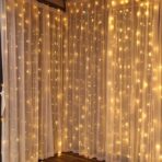 Instalatie Craciun, Tip Perdea, IP44, 5 m x 1 m, 300 LED-uri, Alb cald, cu flash, Transformator, Interconectabila, Prelungitor 3 m inclus, Fir transparent, Interior/ Exterior, Embo - imagine 4