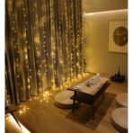 Instalatie Craciun, Tip Perdea, IP44, 6 m x 2 m, 720 LED-uri, Alb cald, cu flash, Transformator cu telecomanda, Interconectabila, Prelungitor 5 m inclus, Fir transparent, Interior/ Exterior, Embo - imagine 8