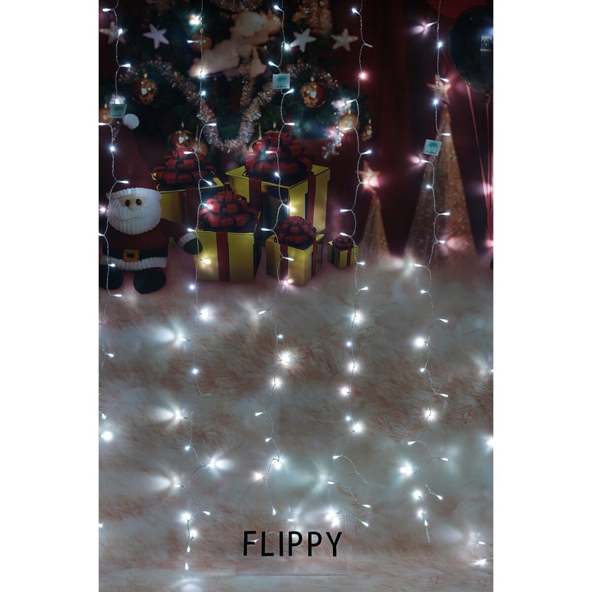 Instalatie Craciun, Tip Perdea, IP44, 6 m x 2 m, 720 LED-uri, Alb rece, cu flash, Transformator, Interconectabila, Prelungitor 3 m inclus, Fir transparent, Interior/ Exterior, Embo - imagine 5
