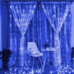 Instalatie Craciun, Tip Perdea, IP44, 6 m x 2 m, 720 LED-uri, Albastru, cu flash, Transformator, Interconectabila, Prelungitor 5 m inclus, Fir transparent, Interior/ Exterior, Embo - imagine 7