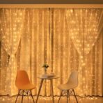 Instalatie Craciun, Tip Perdea, IP44, 8 m x 2 m, 960 LED-uri, Alb cald, 8 jocuri de lumini, Transformator cu telecomanda, Interconectabila, Prelungitor 5 m inclus, Fir transparent, Interior/ Exterior, Embo - imagine 7