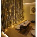 Instalatie Craciun, Tip Perdea, IP44, 8 m x 2 m, 960 LED-uri, Alb cald, cu flash, Transformator cu telecomanda, Interconectabila, Prelungitor 5 m inclus, Fir transparent, Interior/ Exterior, Embo - imagine 3