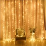 Instalatie Craciun, Tip Perdea, IP44, 8 m x 2 m, 960 LED-uri, Alb cald, cu flash, Transformator, Interconectabila, Prelungitor 3 m inclus, Fir transparent, Interior/ Exterior, Embo - imagine 7