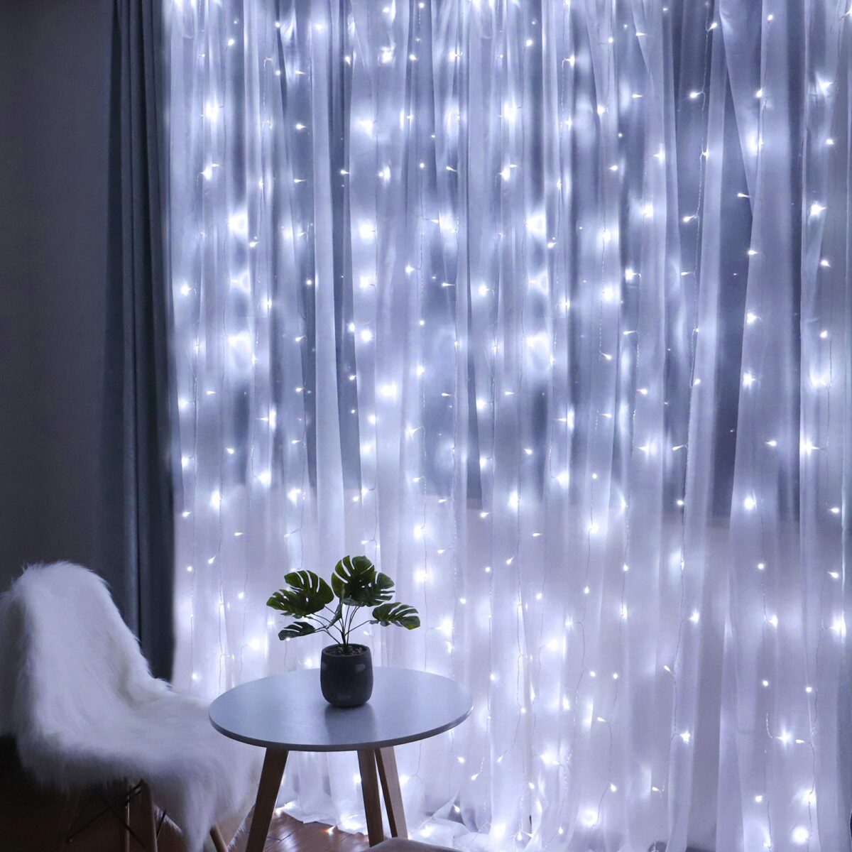Instalatie Craciun, Tip Perdea, IP44, 8 m x 2 m, 960 LED-uri, Alb rece, cu flash, Transformator, Interconectabila, Prelungitor 5 m inclus, Fir transparent, Interior/ Exterior, Embo - imagine 3