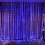 Instalatie Craciun, Tip Perdea, IP44, 8 m x 2 m, 960 LED-uri, Albastru, cu flash, Transformator, Interconectabila, Prelungitor 5 m inclus, Fir transparent, Interior/ Exterior, Embo - imagine 4