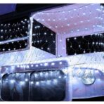 Instalatie Craciun, Tip Plasa, 3 m x 1.5 m, 240 LED-uri, Alb rece, 8 jocuri de lumini, Transformator cu telecomanda, Interconectabila, Prelungitor 3 m inclus, Fir transparent, Embo - imagine 2