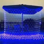 Instalatie Craciun, Tip Plasa, 6 m x 1.5 m, 480 LED-uri, Albastru, 8 jocuri de lumini, Transformator cu telecomanda, Interconectabila, Prelungitor 3 m inclus, Fir transparent, Embo - imagine 2