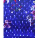 Instalatie Craciun, Tip Plasa, 6 m x 1.5 m, 480 LED-uri, Albastru, 8 jocuri de lumini, Transformator cu telecomanda, Interconectabila, Prelungitor 5 m inclus, Fir transparent, Embo - imagine 5