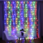 Instalatie Craciun Yoto, Tip Perdea, 2 m x 2 m, 240 LED-uri, Prelungitor 1.5 m, 8 Jocuri de Lumini, Interconectabila, Fir transparent, Interior/Exterior, Multicolor - imagine 2