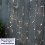 Instalatie Craciun Yoto, Tip Perdea, 3 m x 3 m, 320 LED-uri, Prelungitor 1.5 m, 8 Jocuri de Lumini, Interconectabila, Fir transparent, Interior/Exterior, Alb Rece - imagine 3