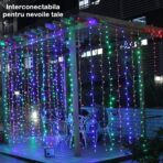 Instalatie Craciun Yoto, Tip Perdea, 5 m x 1 m, 200 LED-uri, Prelungitor 1.5 m, 8 Jocuri de Lumini, Interconectabila, Fir transparent, Interior/Exterior, Multicolor - imagine 3
