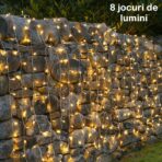 Instalatie Craciun Yoto, Tip Perdea, 5 m x 1 m, 200 LED-uri, Prelungitor 1.5 m, 8 Jocuri de Lumini, Interconectabila, Fir transparent, Interior/Exterior, Alb Cald - imagine 2