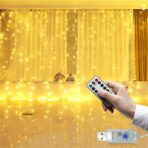 Instalatie de Craciun, Embo, Instalatie de Tip Perdea IP44, Alimentare prin Port USB si Telecomanda cu 8 functii, 6m x 3m, 600 LED, Alb Rece - imagine 3