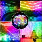 Instalatie de Craciun Yoto, liniara, cu 100 micro LED-uri, 10 m, 220V, conectare la retea, cu 8 jocuri de lumini, interior/exterior, fir transparent, multicolora - imagine 2