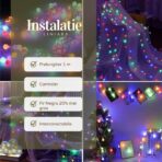 Instalatie de Craciun Liniara RGRB Yoto, 10 m, din care 1 m Prelungitor 220V, 40 LED, Bilute Mate, Interconectabila, Utilizare Interior/Exterior, Fir Negru, multicolor - imagine 2