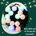 Instalatie de Craciun Liniara RGRB Yoto, 10 m, din care 1 m Prelungitor 220V, 40 LED, Bilute Mate, Interconectabila, Utilizare Interior/Exterior, Fir Negru, multicolor - imagine 4