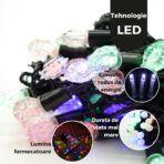 Instalatie de Craciun Liniara RGRB Yoto, 10 m, din care 1 m Prelungitor 220V, 40 LED, Model Anise, Utilizare Interior/Exterior, Interconectabila, Fir Negru, multicolor - imagine 4