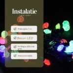 Instalatie de Craciun Liniara RGRB Yoto, 10 m, din care 1 m Prelungitor 220V, 40 LED, Model Anise, Utilizare Interior/Exterior, Interconectabila, Fir Negru, multicolor - imagine 6