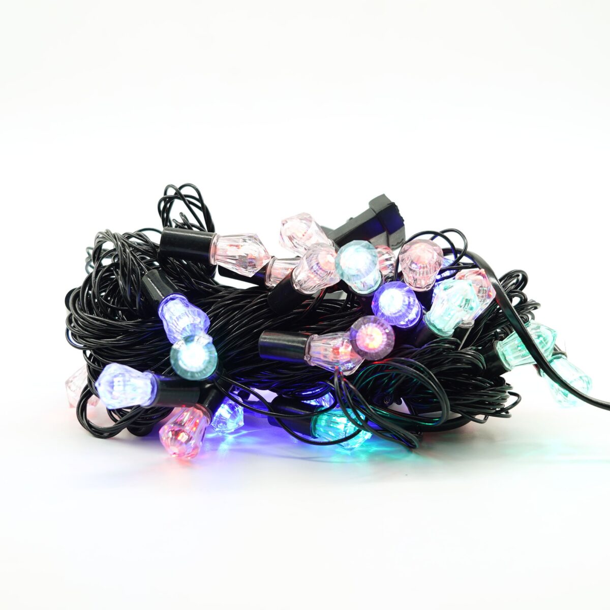 Instalatie de Craciun Liniara RGRB Yoto, 10 m, din care 1 m Prelungitor 220V, 40 LED, Model Diamante, Utilizare Interior/Exterior, Interconectabila, Fir Negru, multicolor - imagine 4