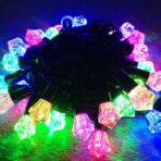 Instalatie de Craciun Liniara RGRB Yoto, 10 m, din care 1 m Prelungitor 220V, 40 LED, Model Diamante, Utilizare Interior/Exterior, Interconectabila, Fir Negru, multicolor - imagine 9