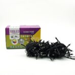 Instalatie de Craciun liniara Yoto, 10 m, din care 1 m cablu priza 220V, 100 LED, 8 jocuri de lumini, controler, fir negru, multicolor - imagine 3