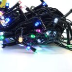 Instalatie de Craciun liniara Yoto, 10 m, din care 1 m cablu priza 220V, 100 LED, 8 jocuri de lumini, controler, fir negru, multicolor - imagine 4