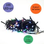 Instalatie de Craciun liniara Yoto, 10 m, din care 1 m cablu priza 220V, 100 LED, 8 jocuri de lumini, controler, fir negru, multicolor - imagine 8