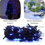 Instalatie de Craciun liniara Yoto, 10 m, din care 1 m cablu priza 220V, 100 LED, 8 jocuri de lumini, controler, fir negru, albastru - imagine 3