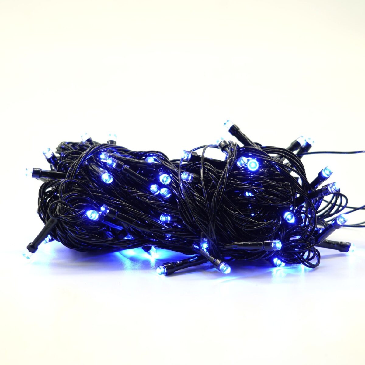Instalatie de Craciun liniara Yoto, 10 m, din care 1 m cablu priza 220V, 100 LED, 8 jocuri de lumini, controler, fir negru, albastru - imagine 4