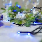 Instalatie de Craciun liniara Yoto, 10 m, din care 1 m cablu priza 220V, 100 LED, 8 jocuri de lumini, controler, fir negru, albastru - imagine 5