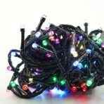 Instalatie de Craciun liniara Yoto, 10 m, din care 1 m cablu priza 220V, 100 LED, 8 jocuri de lumini, pentru interior, controler, fir negru, multicolor - imagine 3