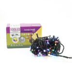 Instalatie de Craciun liniara Yoto, 10 m, din care 1 m cablu priza 220V, 100 LED, 8 jocuri de lumini, pentru interior, controler, fir negru, multicolor - imagine 4