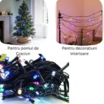 Instalatie de Craciun liniara Yoto, 10 m, din care 1 m cablu priza 220V, 100 LED, 8 jocuri de lumini, pentru interior, controler, fir negru, multicolor - imagine 6