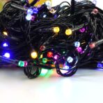 Instalatie de Craciun liniara Yoto, 17 m, din care 1 m cablu priza 220V, 200 LED, 8 jocuri de lumini, beculet in 6 colturi, pentru interior, controler, fir negru, multicolor - imagine 7