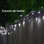 Instalatie de Craciun liniara Yoto, 17 m, din care 1 m cablu priza 220V, 200 LED, 8 jocuri de lumini, beculet in 6 colturi, pentru interior, controler, fir negru, alb rece - imagine 2