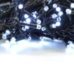 Instalatie de Craciun liniara Yoto, 17 m, din care 1 m cablu priza 220V, 200 LED, 8 jocuri de lumini, beculet in 6 colturi, pentru interior, controler, fir negru, alb rece - imagine 7