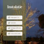 Instalatie de Craciun Liniara Yoto, 22 m, din care 1 m Prelungitor 220V, 300 LED, 8 jocuri de lumini, Controler, Utilizare Interior/Exterior, Fir Negru, Alb Cald - imagine 2